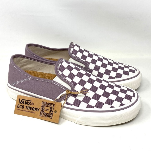 VANS Slip On Eco Theory Check Pure Purple Canvas Women’s Sneakers  VN0A5HYQA66 - Picture 4 of 9